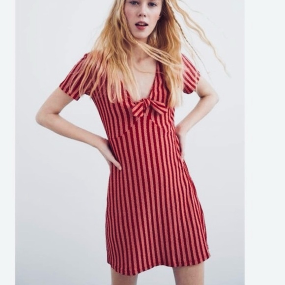 Zara Dresses & Skirts - Zara Like New Striped Sailor Flare Mini Dress in Red and White Size Small